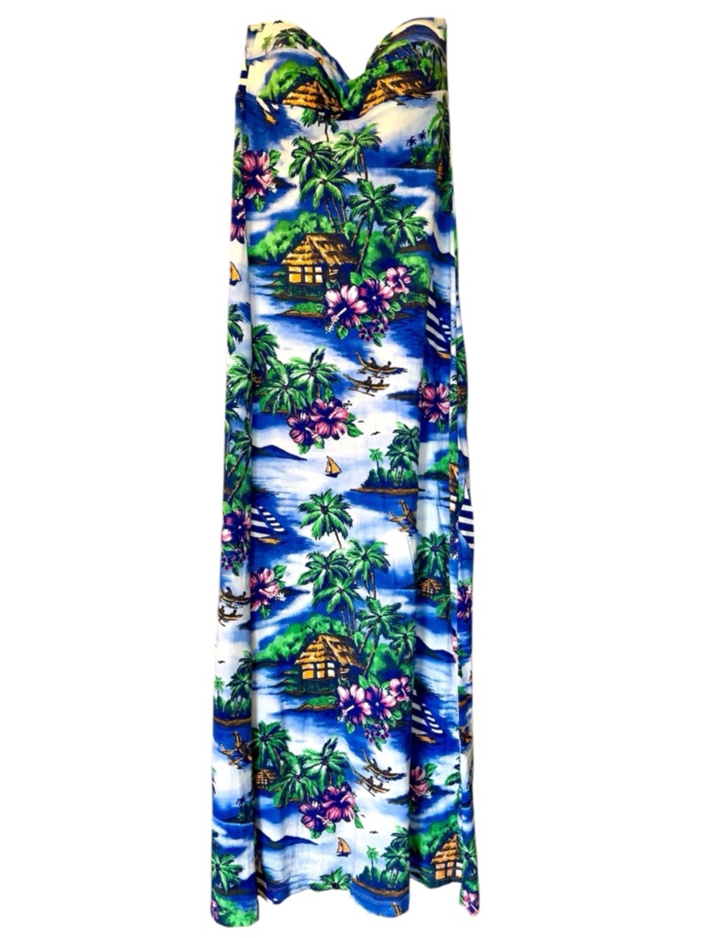 Tommy Bahama Tropical Print Strapless Maxi Dress Sz Medium Blue White Green